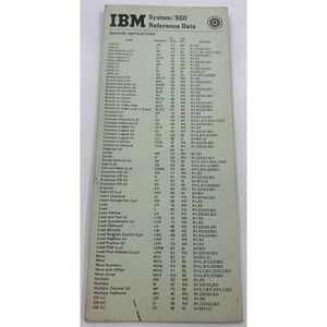 IBM SYSTEM/360 REFERENCE DATA BROCHURE X20-1703-9 USED